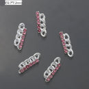 10Pcs Pink Metal Gem Zircon Nail Art Charm 3D Luxurious Heart Ribbon Cross Starlight Nail Decoration DIY Zircon Nail Accessories