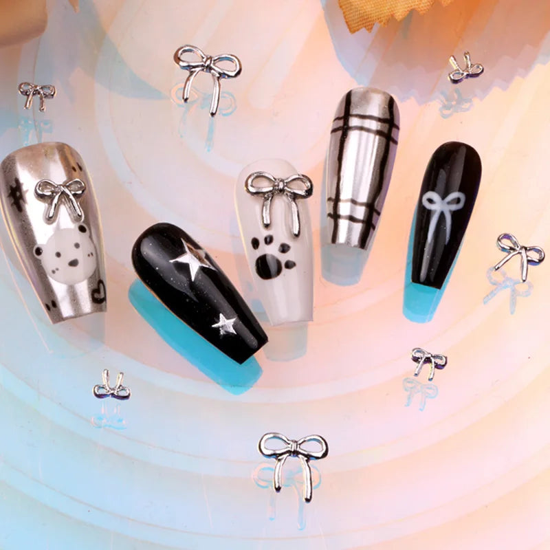 TSZS 10pcs Luxury Kawaii Bow Nail Art Charms 3D Japanese Alloy Bow Tie Jewelry Nail Rhinestone Decoration DIY Access
