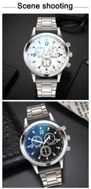 Fashion Mens Bracelet Watches Set Luxury Men Sports Silver Stainless Steel Quartz Watch Man Business Casual Wrist Watch