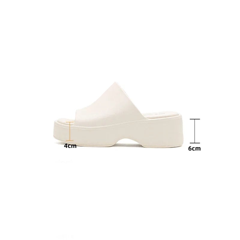 Summer Slope Heel Thick Sole Women's Slippers 2023 New Simple Soft Sole EVA High Heel Slippers Wearing Beach Anti Slip Slippers