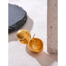 Yhpup Fashion Stainless Steel Half Round Hollow Stud Earrings Waterproof 18K PVD Plated Personalized Vintage Jewelry Bijoux Gift