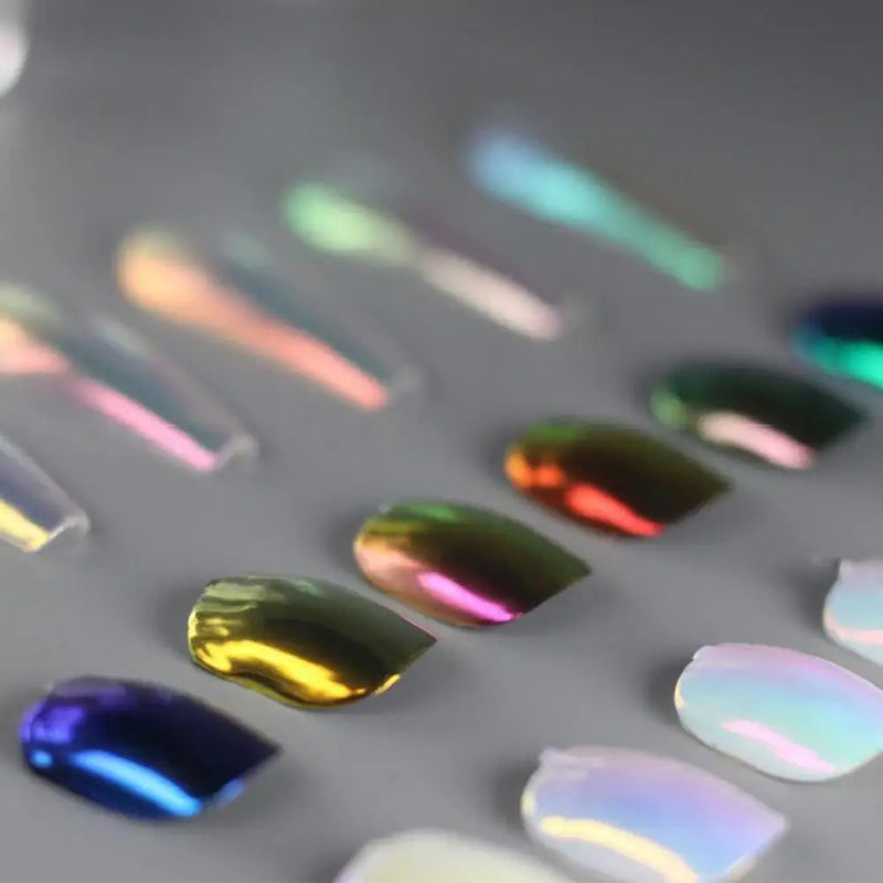 6 Color Small Tube Quick Dty Liquid Chrome Powder Aurora White Pigment With Brush Glossy Rub Professional Salon Nail Glitter Set