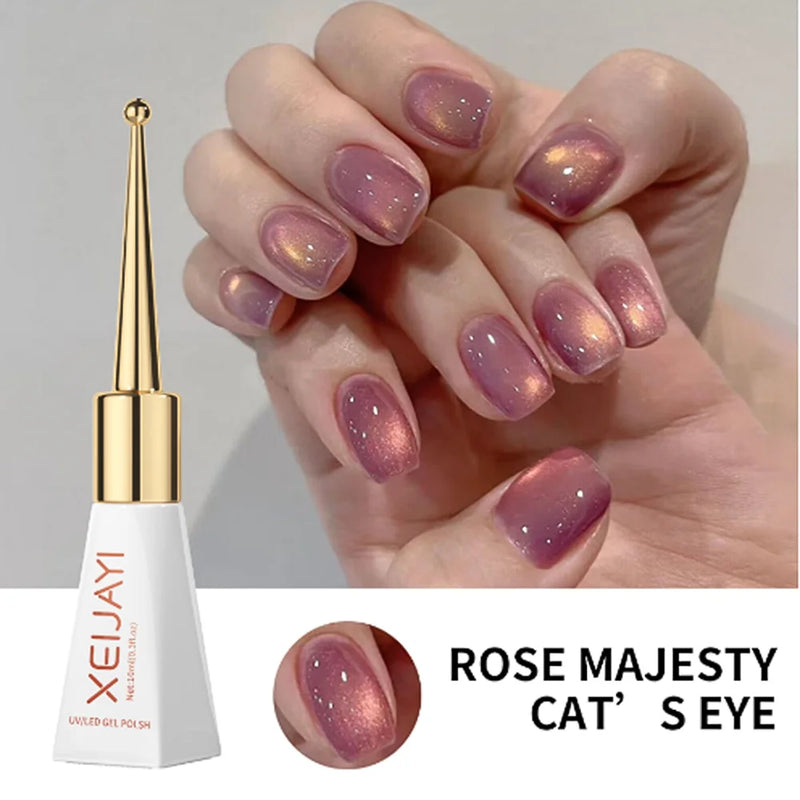 10ml Flamingo Red Magnetic Cat eye Gel Gemstone Glitter Cat Eye Gel Polish Semi-permanent UV LED Cateye Nail Varnish Manicure