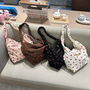 Women Cute Printing Crossbody Bag with Ruched Strap Strawberry Pattern Satchel Bag Large Capacity Female Travel Casual Bag
