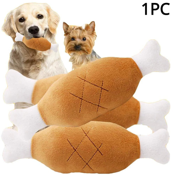 Dog Squeaky Toy, Dog Chicken Legs Bone Pet Funny Squeaky Toy Dog Plush Toy for Small Medium Large Dogs and Cats