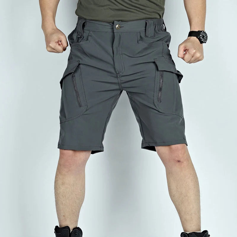 Men's Military Tactical Shorts Summer Outdoor Waterproof Casual Cargo Shorts Quick Dry Multi Pocket Elastic Work Trousers Male