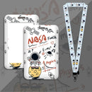 Cartoon Astronaut Card Holder Business Card Holder Cute Credit Card Holders with Lanyard ID Holders Badge Bus Card Cover Case