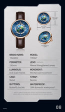 Tourbillon Earth Men's Watch Luminous 3D Mechanical Automatic Genuine Leather Waterproof High End Luxury relogios masculino