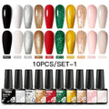 Mtssii 10PCS Reflective Gel Nail Polish Set Fluorescent Glitter Semi Permanent Hybrid Gel Varnish Soak Off UV Lamp For Manicure