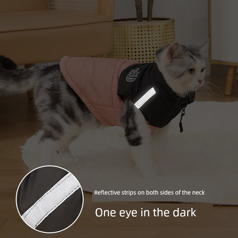 2024 New Arrival Cat Clothes Autumn and Winter Heattech down Cotton-Padded Clothes Anti-Lint Non-Stick Fur Winter Cat Vest Clothing