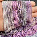 Purple Gem Beads Small Round Faceted Crystal Stone Beads Amethysts Crystal Mica Loose Beads For Jewelry Making DIY Necklace 15"