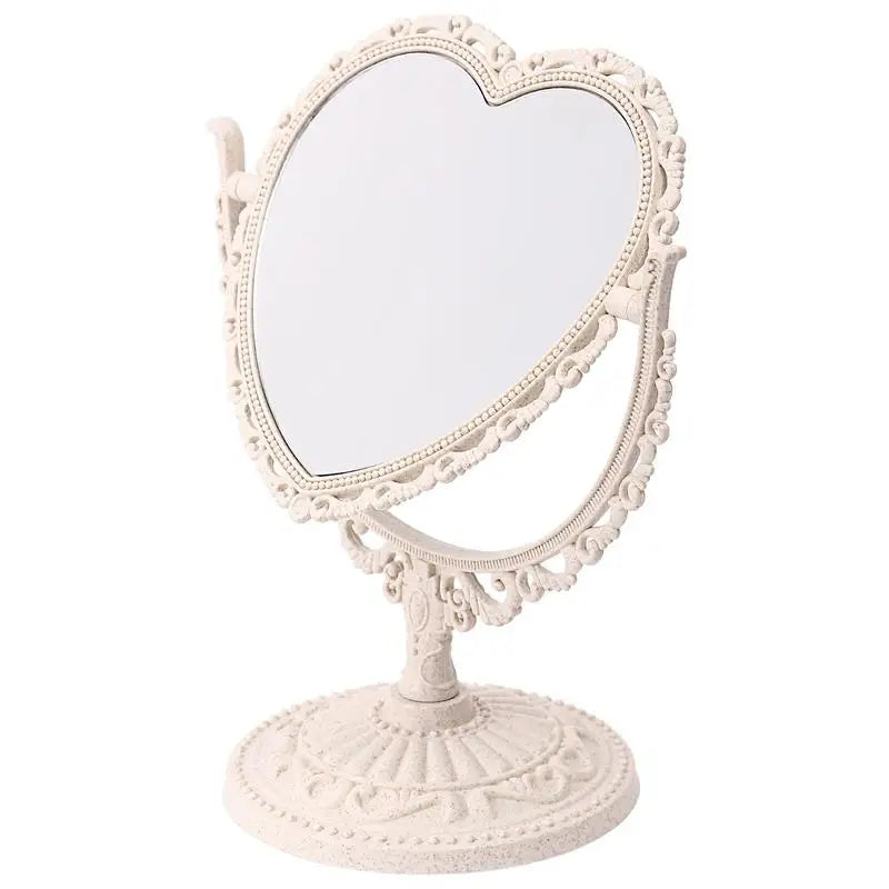 1pc Heart-Shaped Makeup Mirror Table Makeup Vanity Mirror Double-Sided Magnifying Mirror With Stand Tabletop Mirror