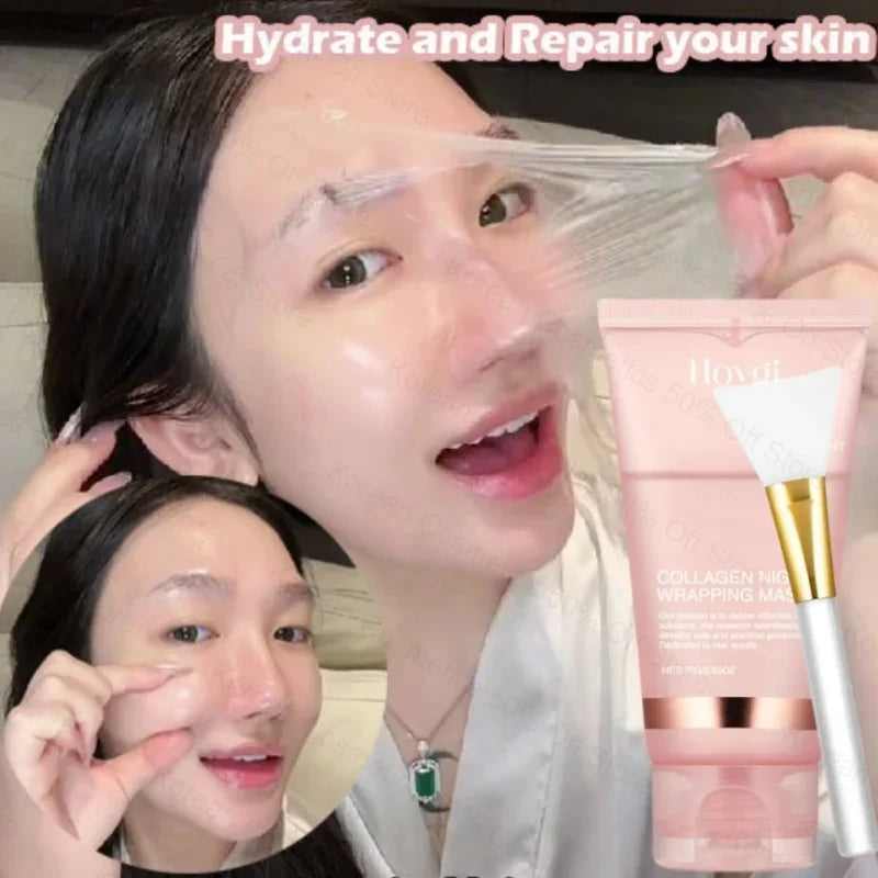 Night Collagen Wrapping Mask Rejuvenation Moisturizing Brightening Korean Face Mask Make Glowy Skin Elasticity Facial Mask 75ml