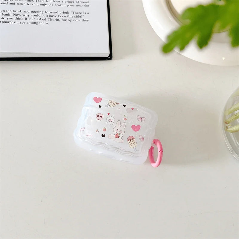 Cute Cartoon Wave Lovers Cover For Apple Airpods Pro 2nd Fashion Smile Heart Earphone Protector Cases for Airpods 1 2 3 Keyring