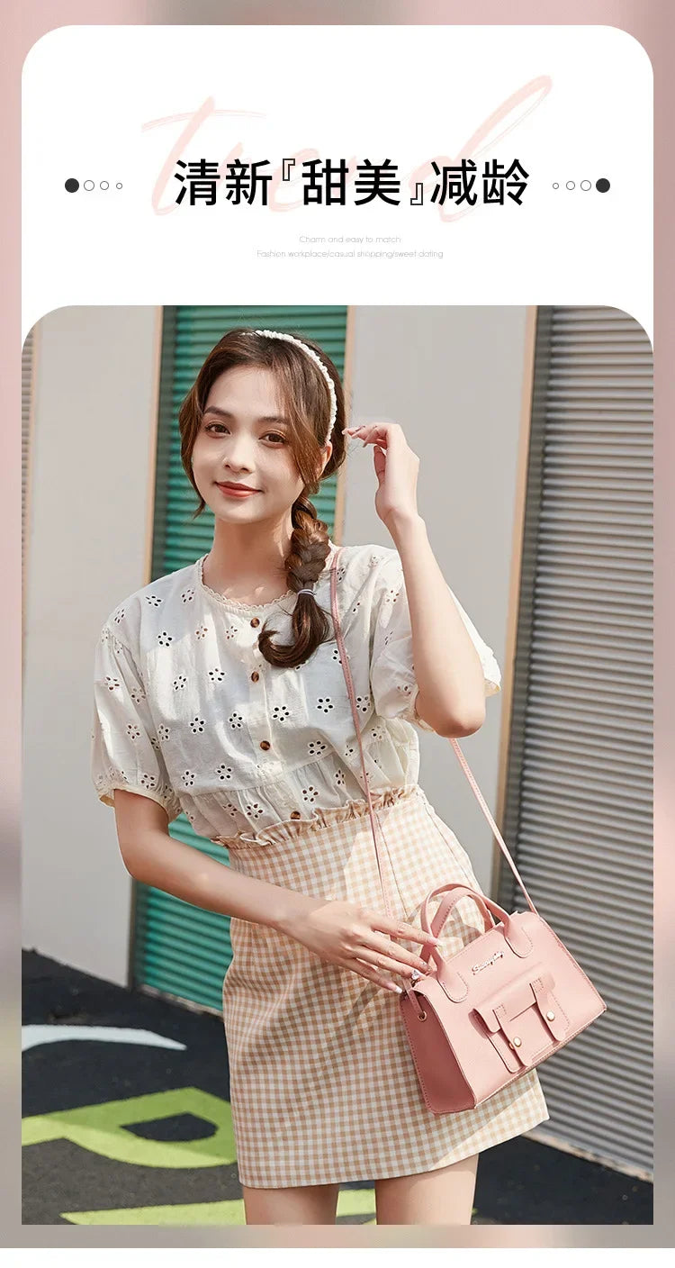 Women's Bag New Korean Version Beautiful,Fashionable, Simple, Solid Color Crossbody Small Square Bag, Small Design, Shoulder Bag