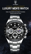 POEDAGAR Luxury Watch For Men High Quality Luminous Waterproof Chronograph Men's Watch Stainless Steel Men Quartz Watches Reloj