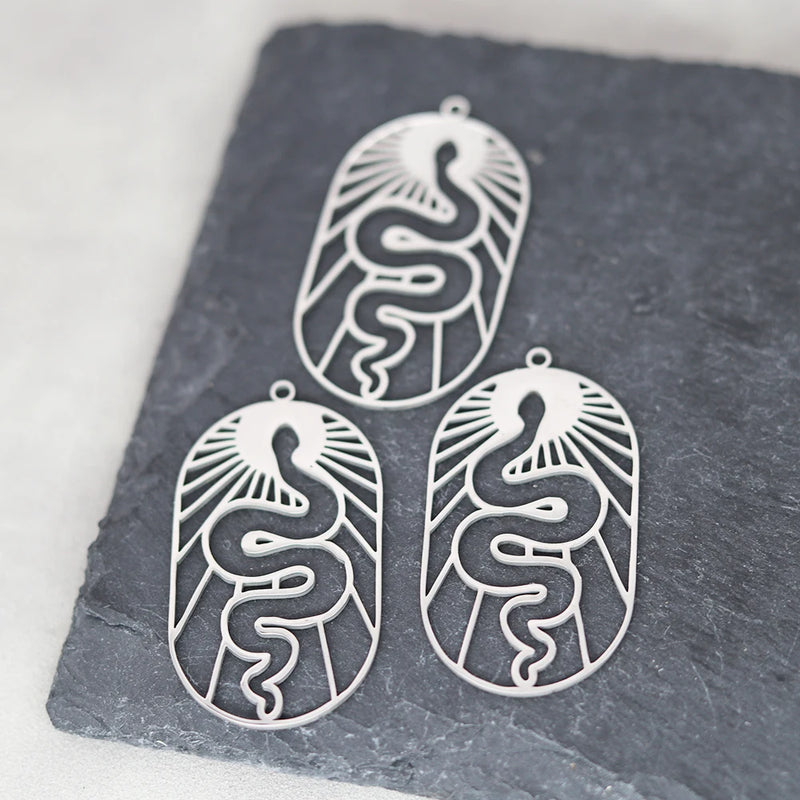 Cute Cat Moon Bear Deer DIY Tassels Earrings Stainless Steel Pendant For Jewelry Making Insect Charms Snake Necklace Accessory