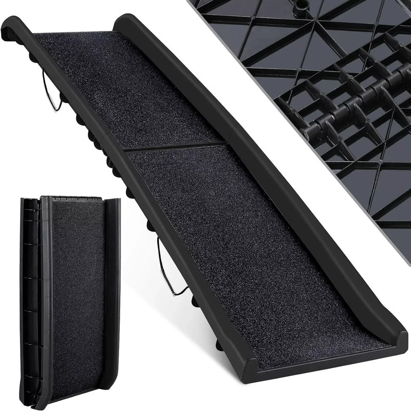 Happy Ride Folding Pet Ramp for Cars, Trucks, & SUVs 156cm Portable for Dogs 90kg with Siderails, Non-Slip- Weighs Only 3.8kg