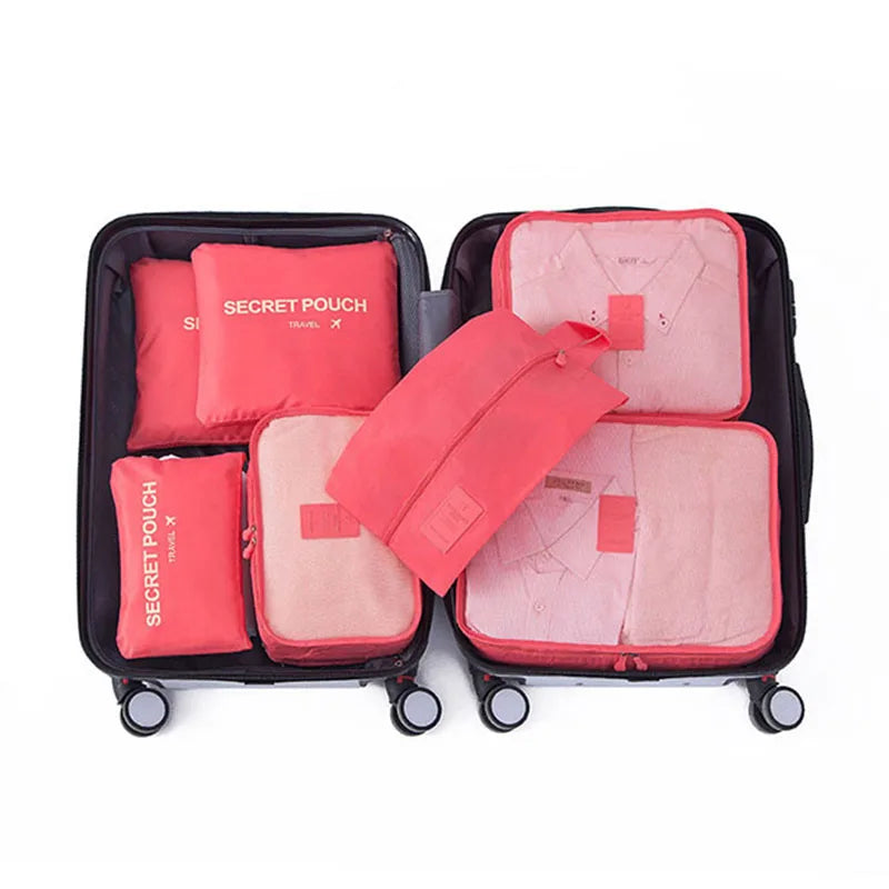 7/piece Travel Storage Bag Waterproof Organizing Clothes Travel Essentials Travelling Accesories Packing Multifunction Set Pouch