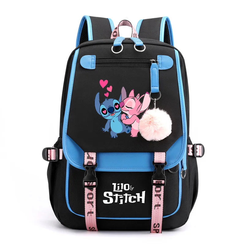 Disney Lilo Stitch Backpacks Teenager USB Charging Laptop Backpack Women Men Rucksack Travel Bag Mochila