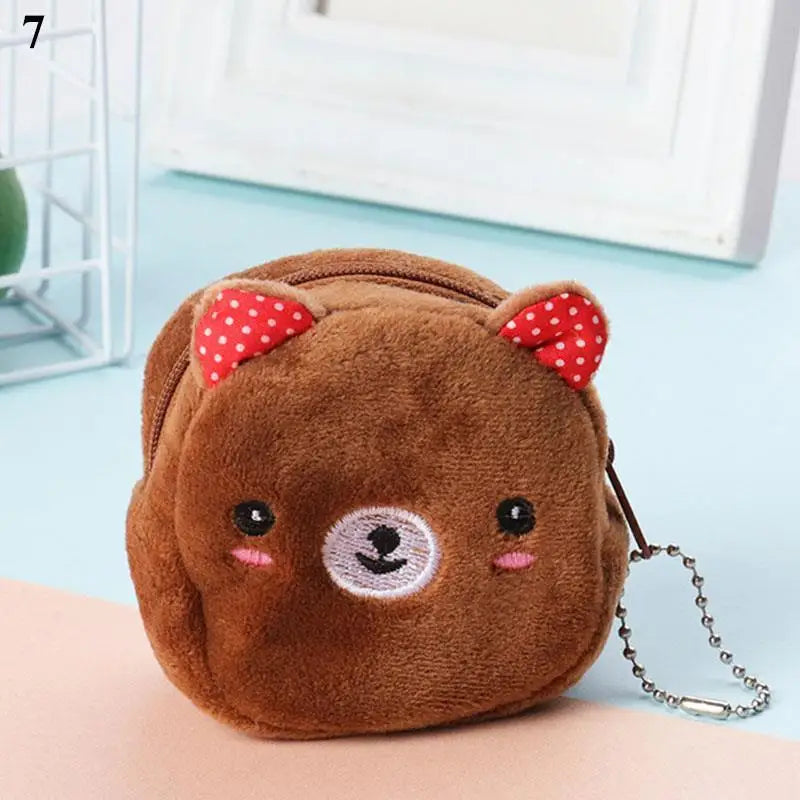 Cartoon Plush Animal Shape Mini Wallet Cute Pig Cat Sheep Wallets Creative Lovely Rabbit Plush Coin Purse Women Bag Accessories