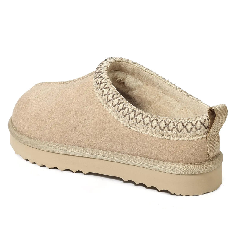 Smile PoP Genuine Suede Women Slippers Fashion Women Fuzzy House Slippers Water Resistant Fur Women's Slippers Soft Women Shoes