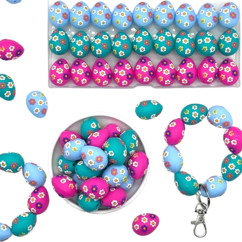 5/10PCS 3D Easter Series Silicone Focal Beads DIY Necklaces Jewelry Plastic Pen Beads Key Chain Car Decoration Chains Bag Chains