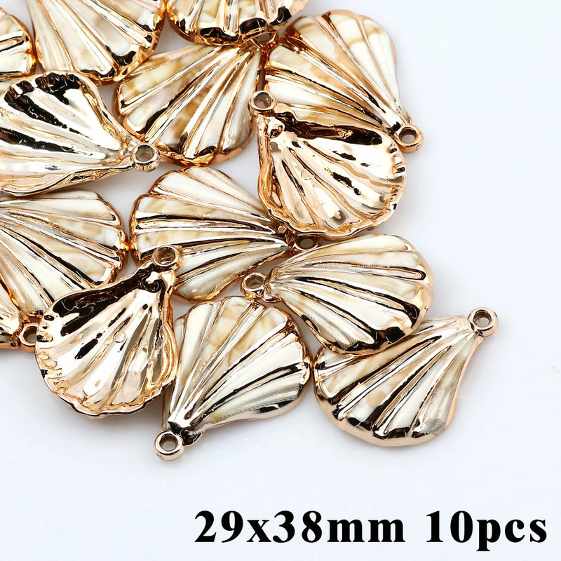 5-20pcsAcrylic Gold Plated Color Conch Sea Shell Charms Pendants Beads Jewelry Making Accessories DIY Handmade Necklace Bracelet