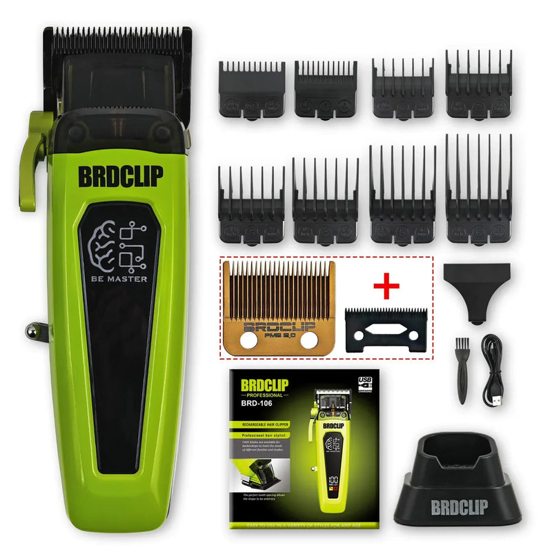 Professional BRDCLIP BRD106 2025 New Hair Clipper 7500RPM 5 Speed Control Hair Salon Trimmer DLC Blade with Charging Base Barber
