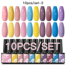 Mtssii 10PCS Reflective Gel Nail Polish Set Fluorescent Glitter Semi Permanent Hybrid Gel Varnish Soak Off UV Lamp For Manicure