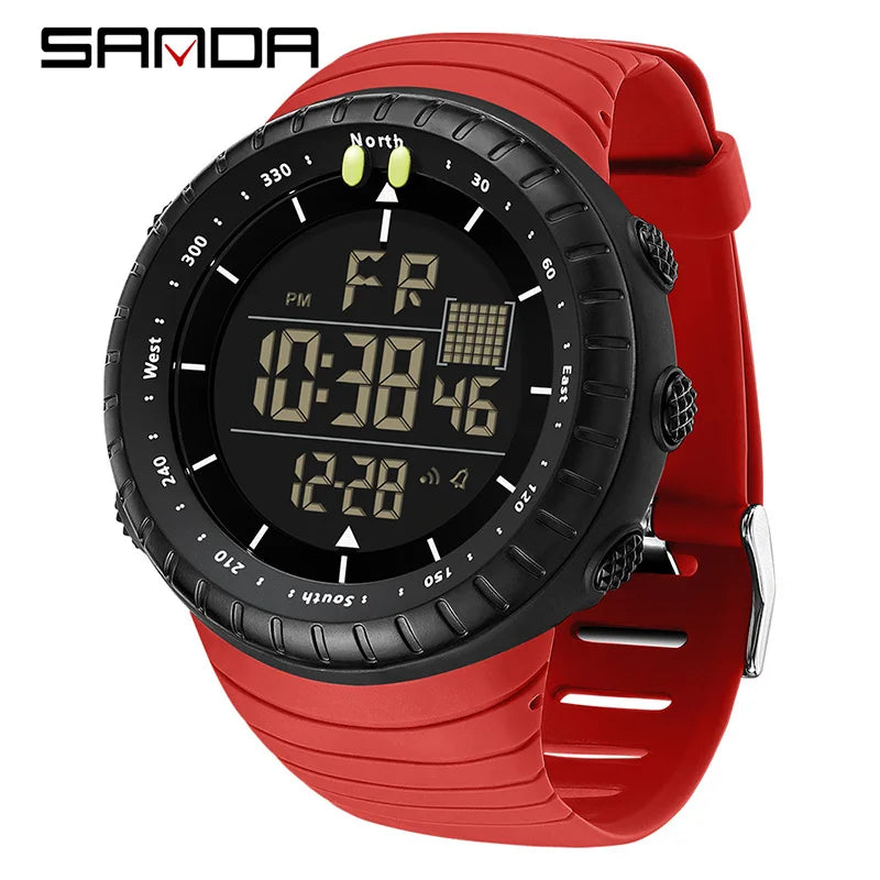 SANDA Men's Electronic Watch Outdoor Sports LED Analog Digital Alarm Clock Chronograph Multifunction Waterproof Men's Wristwatch