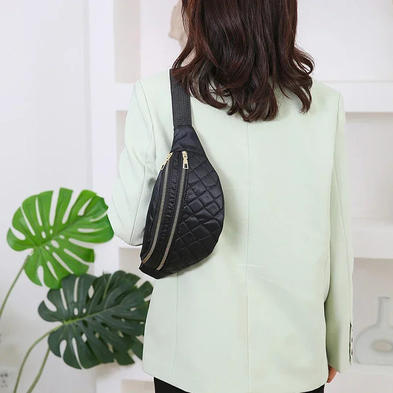 Waist Bag Women Men Waterproof Pocket Fashion Casual Chest Handbag Unisex Sports Travel Purse Plaid Waist Pack Belly Bags Case