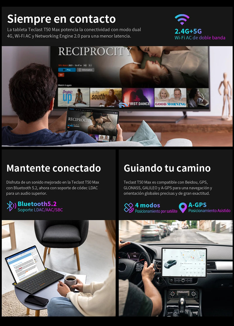 Teclast T50Max Android 14 Tablet 11 90Hz Refresh Rate Max 20GB RAM 256GB ROM Helio G99 CPU 8000mAh 18W Fast Charging 4G LTE GPS