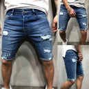 Short Jeans Ripped Skinny Men Zipper Closure Pockets Shorts for Party