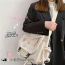 Kawaii Pins Decor Messenger Bag, Release Buckle Decor Flap Crossbody Bag, Large Capacity School Bag