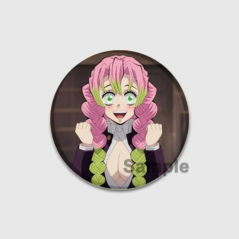 58/32/44mm Anime Demon Slayer Round Brooches Cartoon Lapel Pins Cosplay Badges Backpack Clothes Bag Jewelry Accessories Gifts