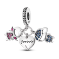 925 Sterling Silver Boy Girl and Heart Shape Pendant Charm Couple Lovers Bead Fit Pandora Original Bracelet DIY Jewelry Making