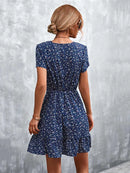 Summer Short Boho Dress Women V Neck Print Floral Party Dress Ladies Bohemian Flower Mini Dress For Women