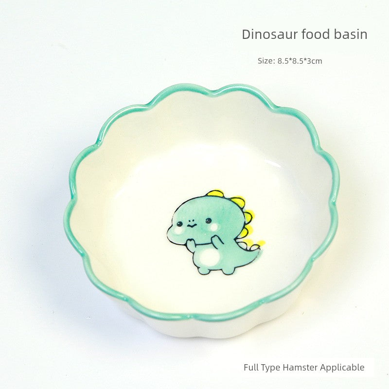 Little Hamster Food Basin Ceramic Rice Bowl Flower and Mouse Djungarian Hamster Special Daily Necessities Cage Toy Set Food Bowl