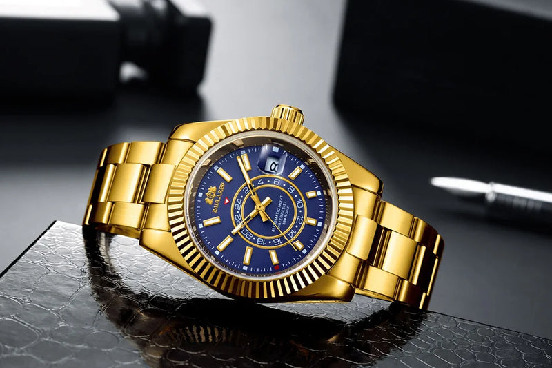 Automatic Watch for Men Mechanical Movement Stainless Steel Rose Gold Blue Luxury Sky 40mm Reloj Hombre Baratos