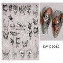 3D Snake Laser Stickers for Manicure Black Gold Abstract Leaves Luxury Nail Art Adhesive Slider Polish Decor Decals SASW-SJ