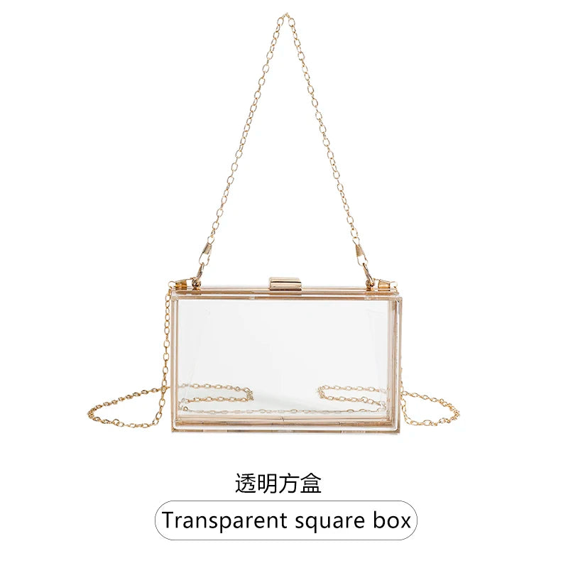 Women's Transparent Acrylic Banquet Bag Square Large Capacity Women's Wallet Sparkling Wedding Party Crossbody Bag