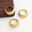 New Irregular Stainless Steel Chunky Dome Ring for Women Men Statement Croissant Ring Wide Double Layer Rings Party Jewelry Gift