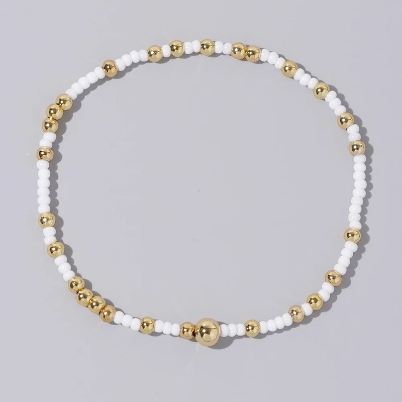 1pc Beach Vocation Themed Mixed Color Design 18K Gold Plated Copper & Bead Bracelet Cute & Luck For Festival Jewelry Gift