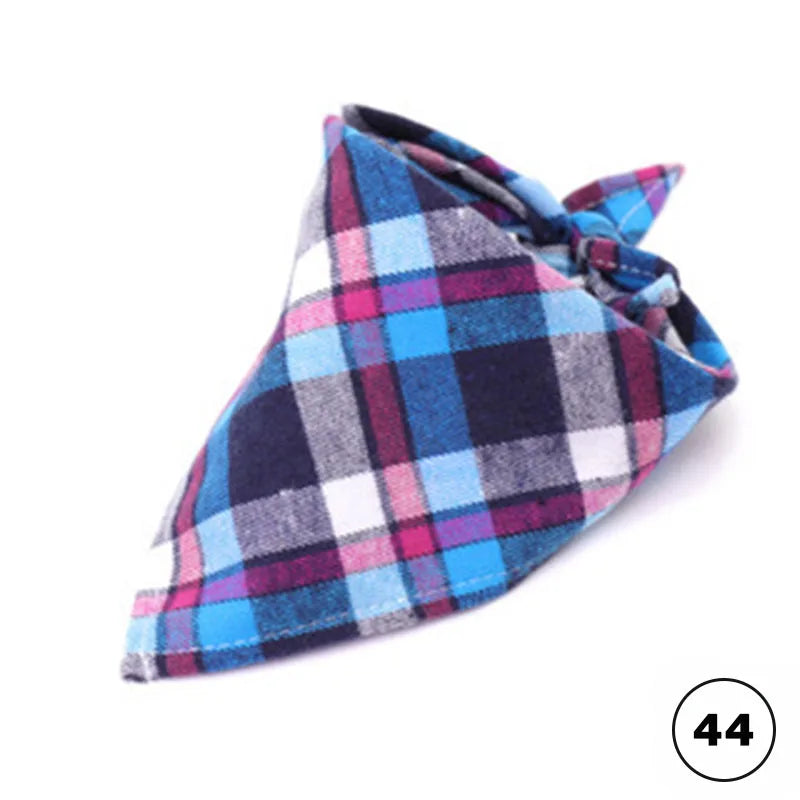 Plaid Cat Dog Bandana Pet Puppy Soft Cotton Bandanas Handkerchiefs Scarfs Triangular Bandages Accessories for Kittens Puppies
