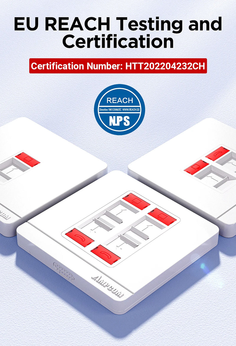 AMPCOM RJ11 RJ45 Faceplate Wall Socket Wallplate Face plate 1-Port 2-Port 4-Port Networking Telephone Socket Outlet Mount Panel