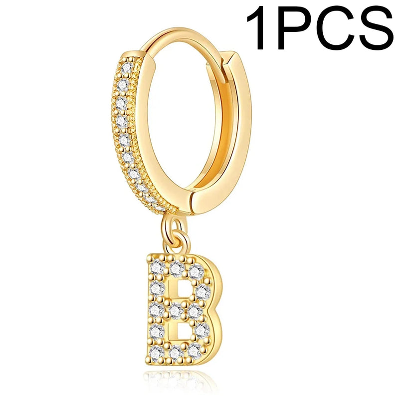 A-Z Letters Initial pendant earrings Hoop Earrings men Golden Color Jewelry Earring Aretes Alphabet name earrings women 1pcs