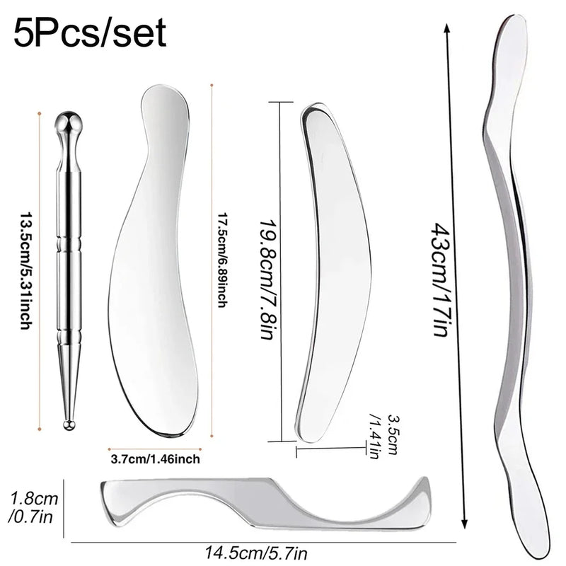 1/2/4/5/7pcs Stainless Steel Gua Sha Scraping Massage Tool IASTM Tools Help Relieve Sore Muscles,Soft Tissue Mobilization Tool