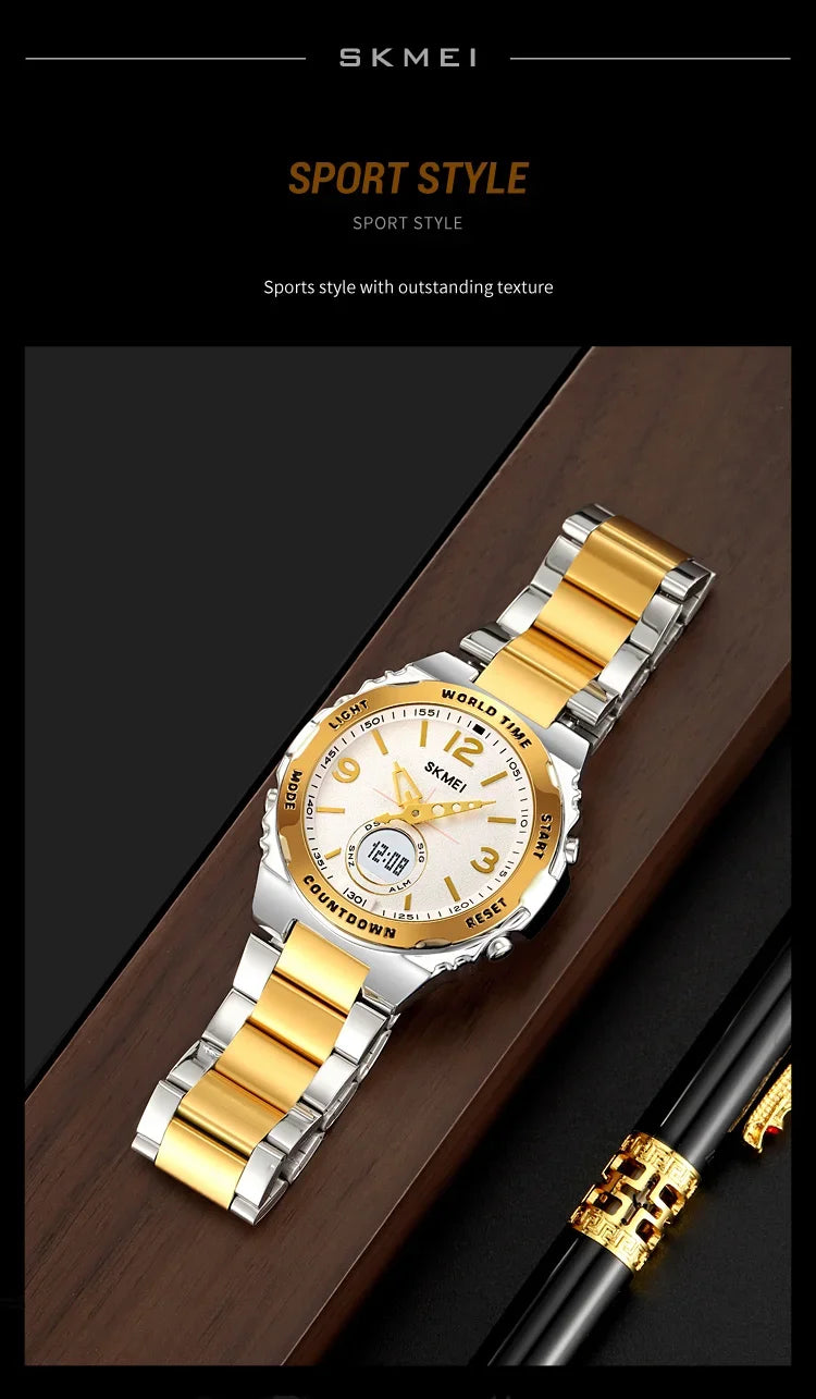 Reloj electrónico SKMEI 2310 resistente al agua para hombre, reloj de pulsera digital de acero inoxidable, reloj de lujo para hombre, reloj con movimiento, reloj para hombre