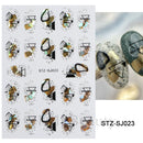 Shiny Maple Geometry Autumn Nail Art Stickers Laser Sector Fall Leaves Decals Cute Squirrel Slider Manicure Decorations CHCJ-076